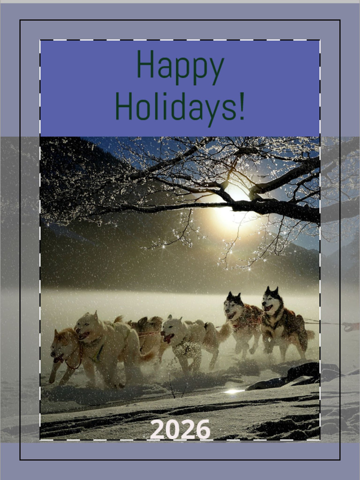 Portrait Frame Ornament — "Happy Holidays!" 2026 Snowdog Photo Ornament
