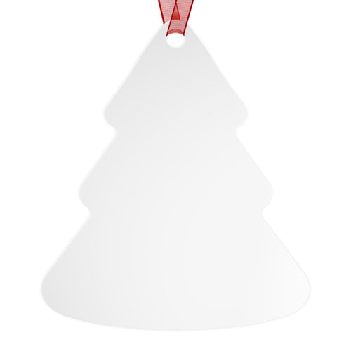 Cat with Red Scarf Happy Holidays 2026 Metal Ornament | Tree Shape